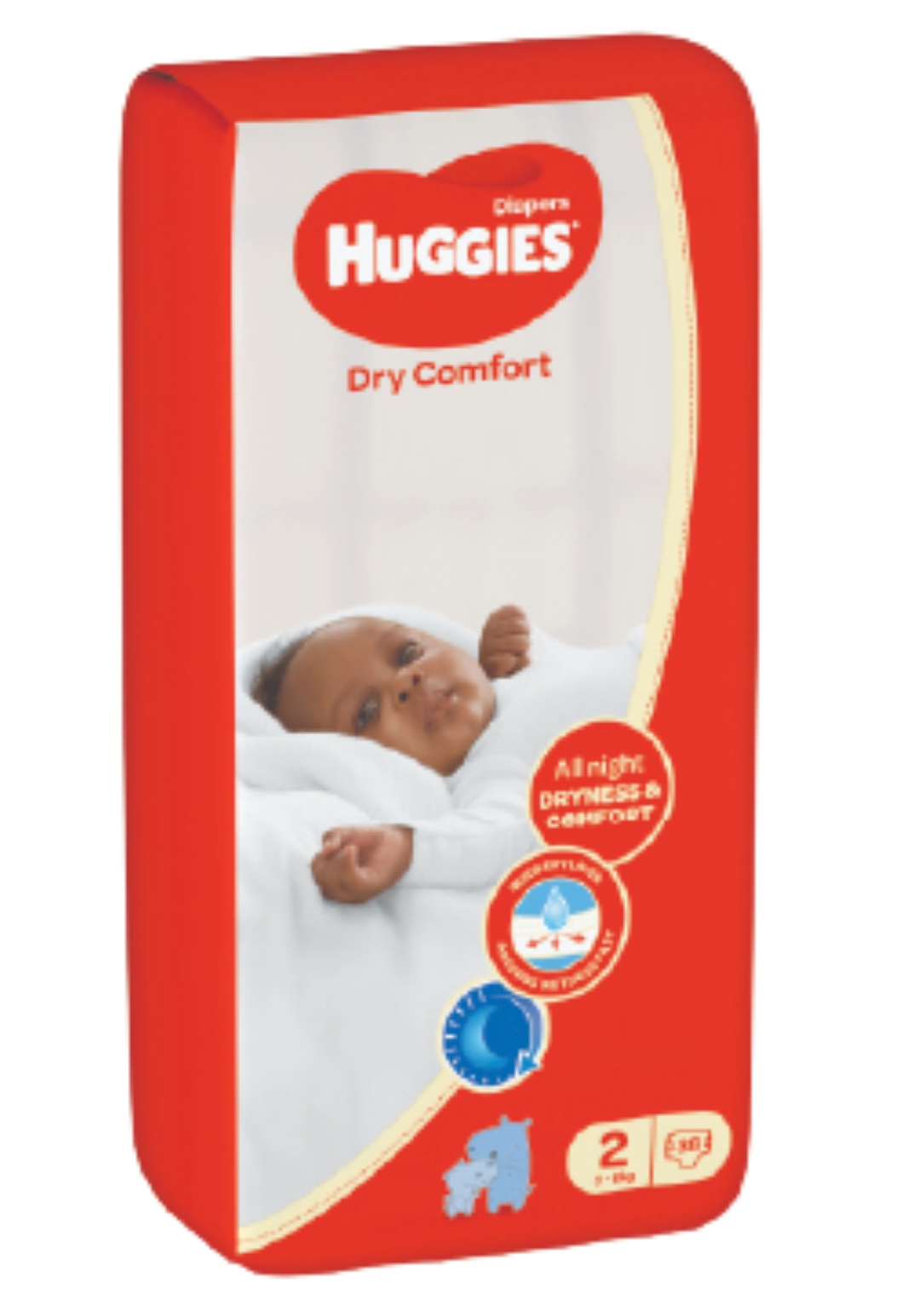 HUGGIES DRY COMFORT SIZE 2(3-6KGS)38's